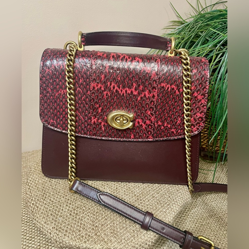 Coach Parker snake skin top handle crossbody bag